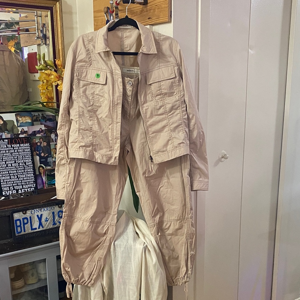 #9 Casual Tan Utility Jacket and cargo pant set for Women